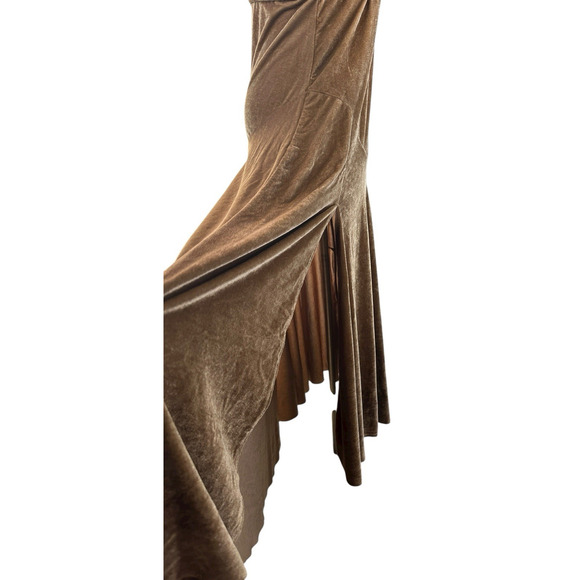 Mia Joy Crushed Velvet Maxi Sleeveless Dress Mocha Brown Women's Size Large - Picture 8 of 15